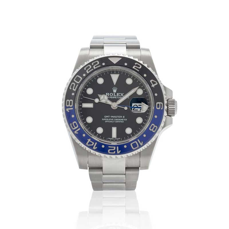 Amura,AmuraWorld,AmuraYachts, Rolex. GMT-Master II 'Batman' de acero inoxidable. Estimado 16,000-22,000 dólares.