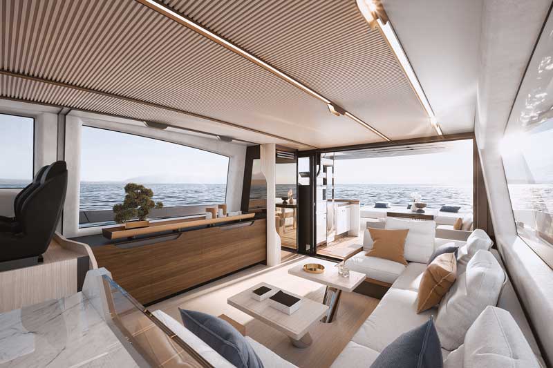 Amura,AmuraWorld,AmuraYachts, Los amplios espacio del S7 de Azimut.