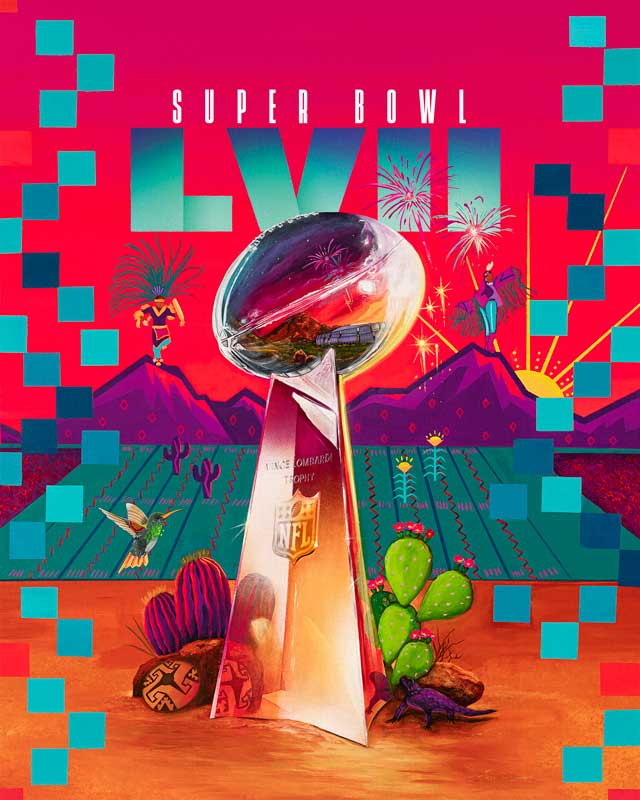 Arte nativo en los boletos del Super Bowl LVII
