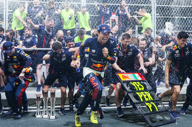 Amura,AmuraWorld,AmuraYachts, Celebración del equipo Red Bull, luego del segundo 1-2 de la temporada 2023 de Fórmula 1.