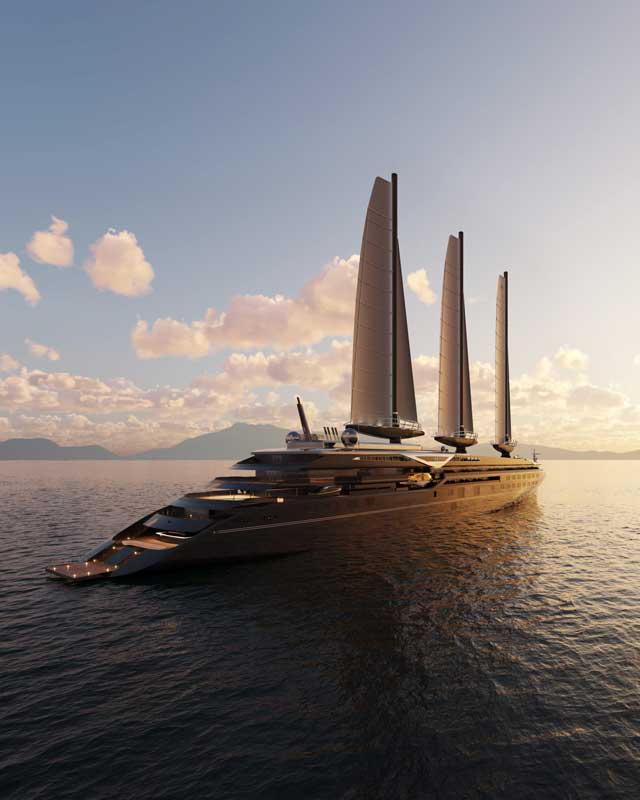 Amura,AmuraWorld,AmuraYachts, Con 220 metros de longitud, el Orient Express Silenseas será la embarcación a vela más grande del planeta. Crédito: Maxime d’Angeac y Martin Darzacq.