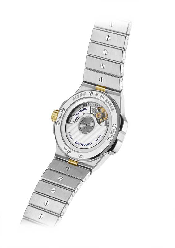 Amura,AmuraWorld,AmuraYachts, El movimiento automático Chopard 09.01-C se aprecia a través del fondo de zafiro.