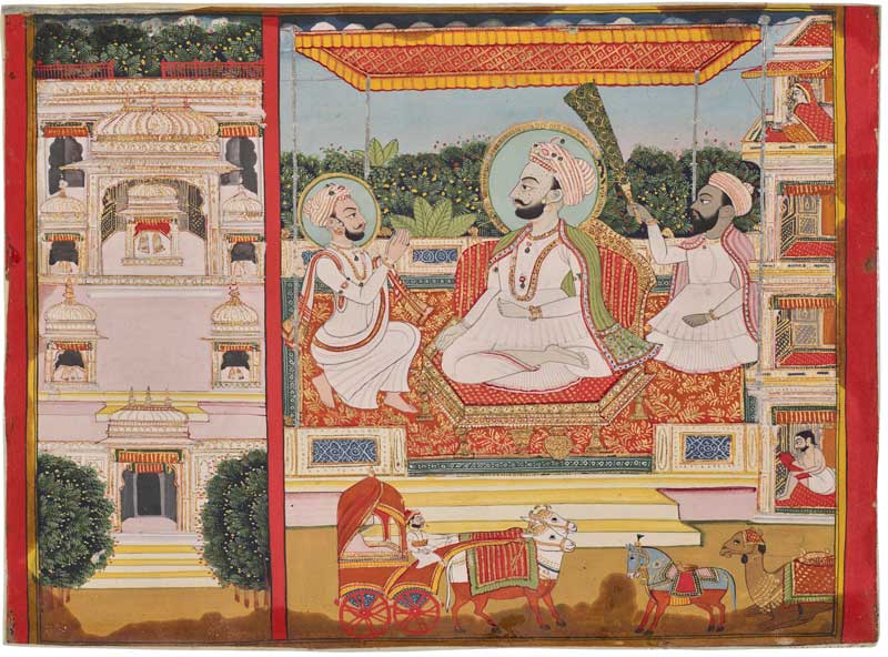Amura,AmuraWorld,AmuraYachts, Pintura de un maharajá, posiblemente Kunvar Devi Singh, India, Rajastán, Devgarh, finales del siglo XVIII. 18.7 x 25.7 cm.