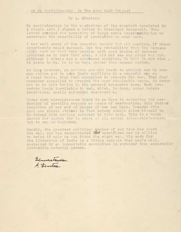 Amura,AmuraWorld,AmuraYachts, La declaración más contundente de Albert Einstein sobre la bomba atómica.