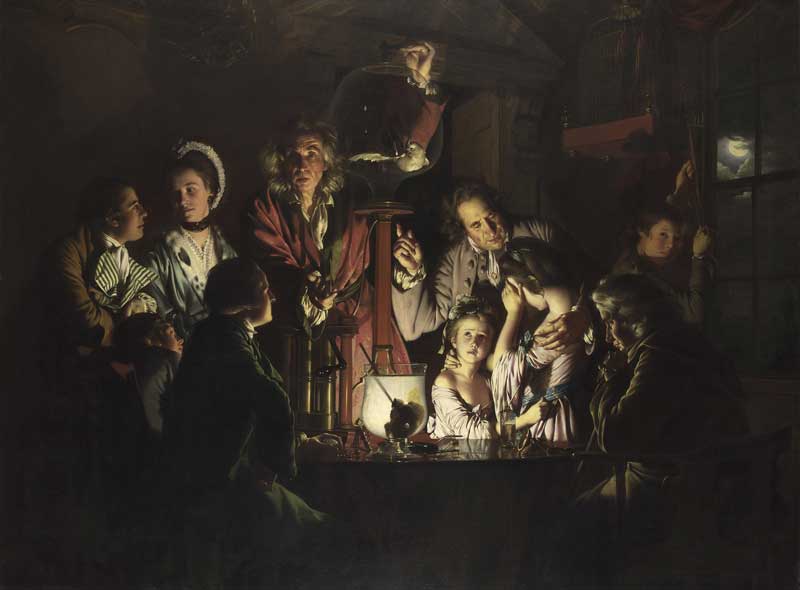 Amura,AmuraWorld,AmuraYachts, Joseph Wright de Derby (1734-1797), Experimento con un pájaro en la bomba de aire, 1768. Óleo sobre lienzo. 183×244 cm. Galería Nacional, Londres. Foto: © Galería Nacional, Londres.