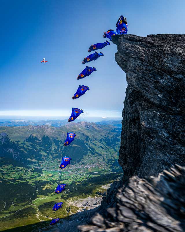 Amura,AmuraWorld,AmuraYachts, Secuencia fotográfica del salto BASE de Peter Salzmann.
