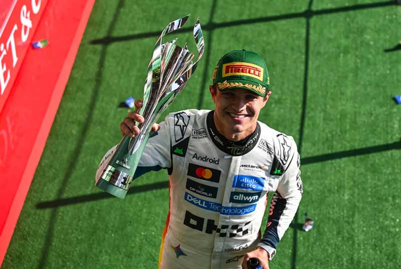 Amura,AmuraWorld,AmuraYachts, Lando Norris celebra su victoria en el Gran Premio de la Ciudad de México.