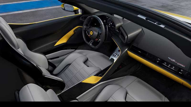 Amura,AmuraWorld,AmuraYachts, El interior es una síntesis entre el diseño de una <em>berlinetta</em> con tablero horizontal y el habitáculo de monoplaza.