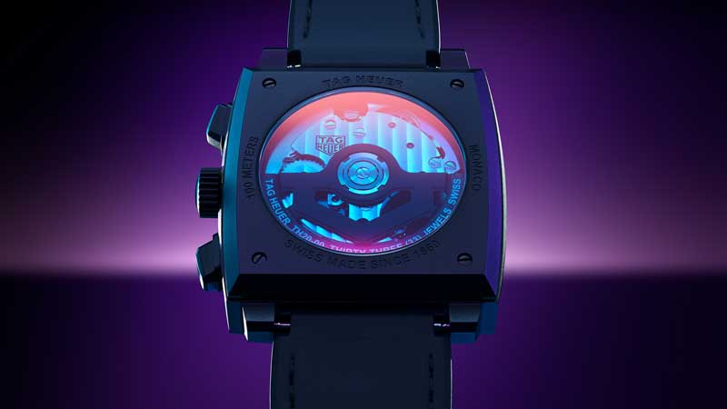 Amura,AmuraWorld,AmuraYachts, En la parte posterior del TAG Heuer Monaco se aprecia el calibre TH20-00.