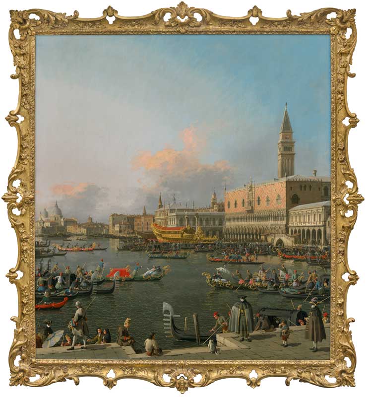 Amura,AmuraWorld,AmuraYachts, Canaletto, <em><i>Venecia, el Bucintoro en el Muelle el día de la Ascensión</i></em>. Óleo sobre lienzo. 151.7×137.1 cm.
