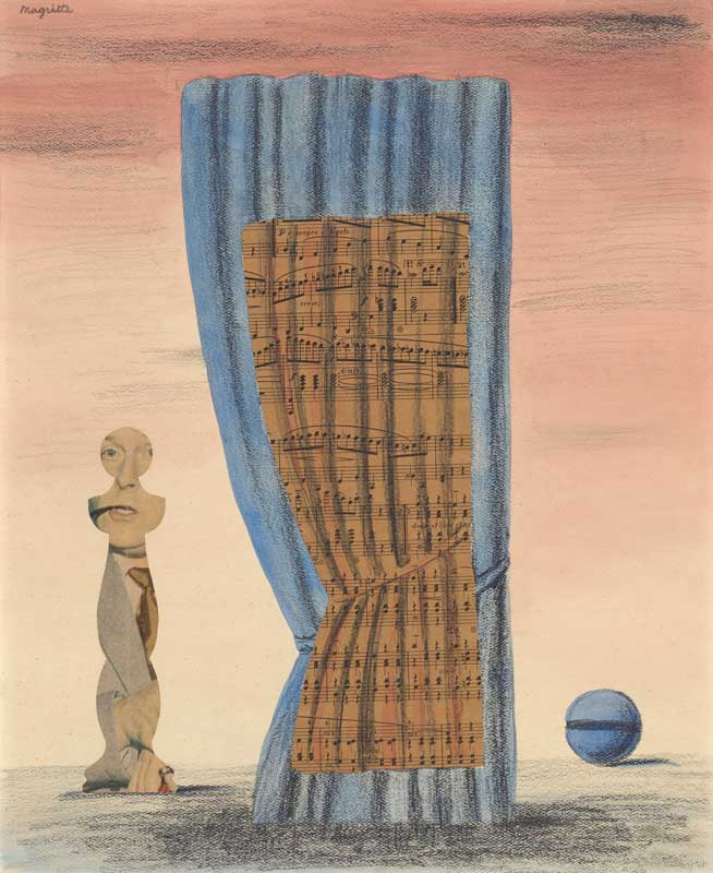 Amura,AmuraWorld,AmuraYachts, René Magritte (1898-1967), <em><i>L'esprit et la forme (El espíritu y la forma)</i></em>, 1961. Gouache, lápiz y collage sobre papel. 44.1×36.1 cm.