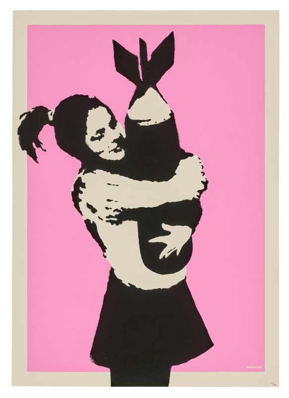 Amura,AmuraWorld,AmuraYachts, Banksy, <em><i>Bomb Love</i></em>. Serigrafía a color, 2003, sobre papel verjurado. Imagen: 638×458 mm. Hoja: 694×494 mm.