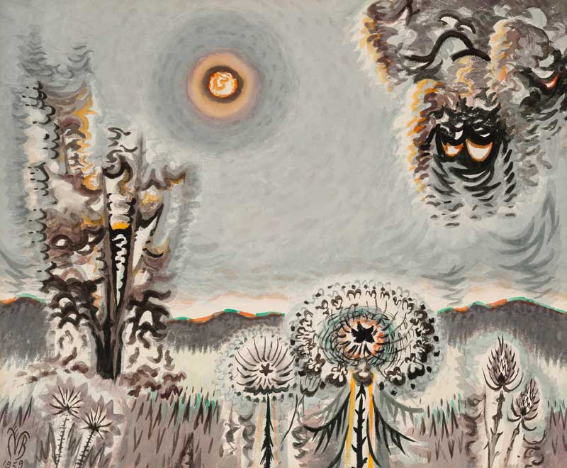 Amura,AmuraWorld,AmuraYachts, Charles Ephraim Burchfield (1893-1967), <em><i>Luna sensual,</i></em> 1959. Acuarela sobre papel montado sobre cartón. 83.2×101 cm.