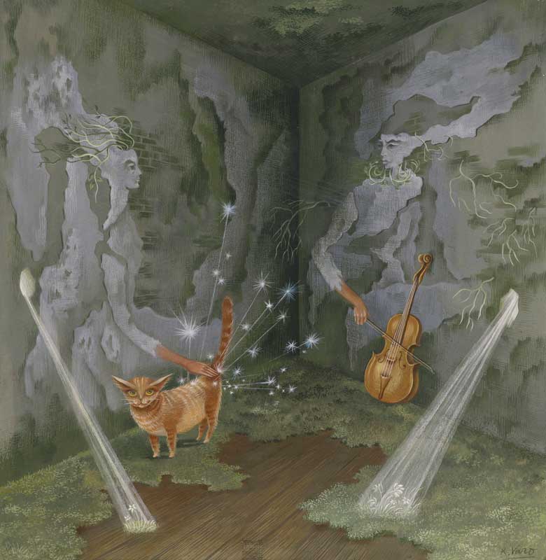 Amura,AmuraWorld,AmuraYachts, Remedios Varo (1908-1963), <em><i>Energía cósmica (Inspiración)</i></em>, 1956. Gouache sobre tabla. 31.4×30.8 cm.
