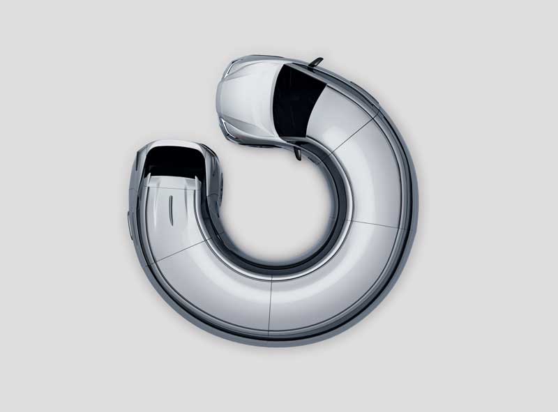 Amura,AmuraWorld,AmuraYachts, Circle Car, from the Motomorphosis series, represents an artistic rendering of a Lexus RZ 450e.