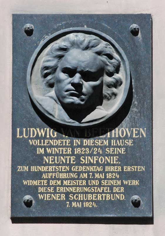 Beethoven commemorating plaque in Vienna.
