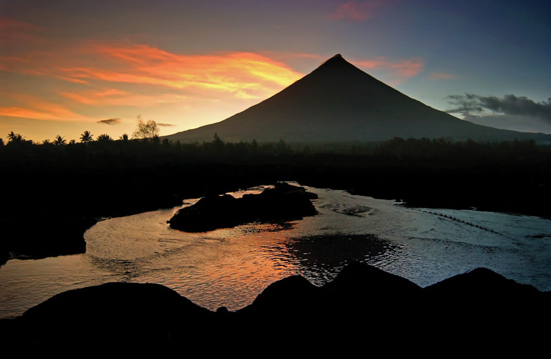 Mayon volcano at 330 km from Manila, Philippines.
