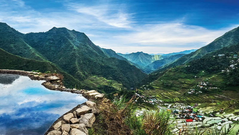 Terrazas de arroz en las montañas de Ifugao en Banaue, un Patrimonio de la Humanidad reconocido por la UNESCO que está próximo a Manila, Filipinas.
