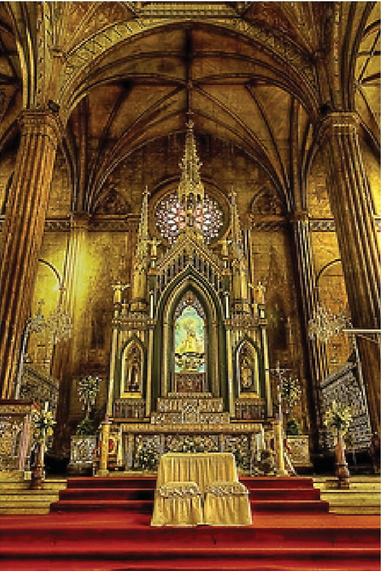 Inside of the San Sebastian Church, also known as “the steel church”. 
