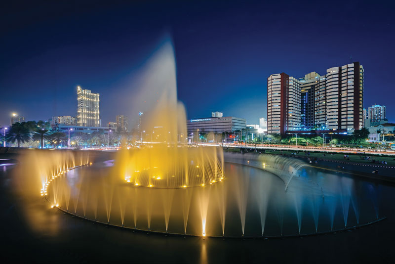 Night landscape from the perspective of Manila Bay in Pasay, Manila, Philippines.
