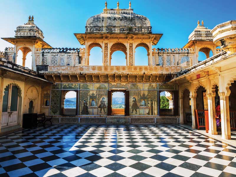 Impressive courtyards of the palaces in Udaipur have endless stories within its walls.
