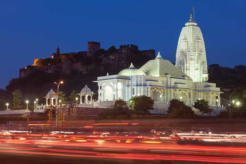 Birla Mandir, un templo hinduista de Jaipur, Rajastán, India.