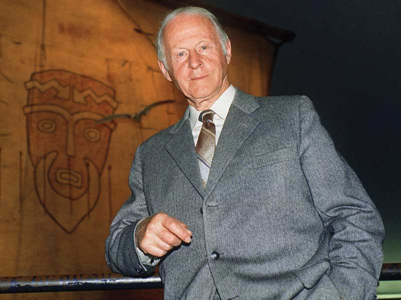 Thor Heyerdahl, Norwegian explorer,   biologist, and anthropologist.