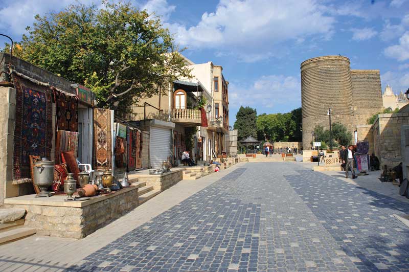 Baku old city and Maiden Tower.
