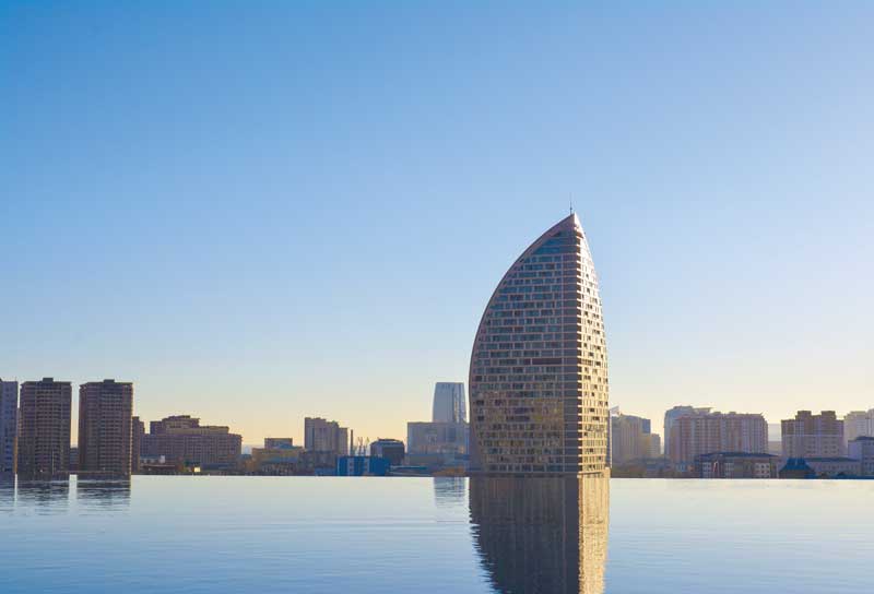 Modern buildings in Baku.
