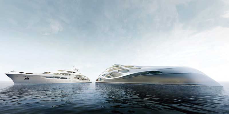 Zaha Hadid has designed a superyacht for German shipbuilders Blohm+Voss.