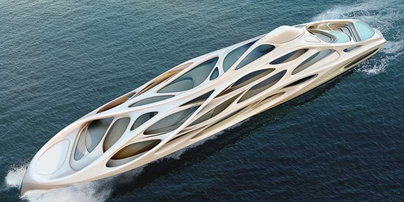 Zaha Hadid has designed a superyacht for German shipbuilders Blohm+Voss.