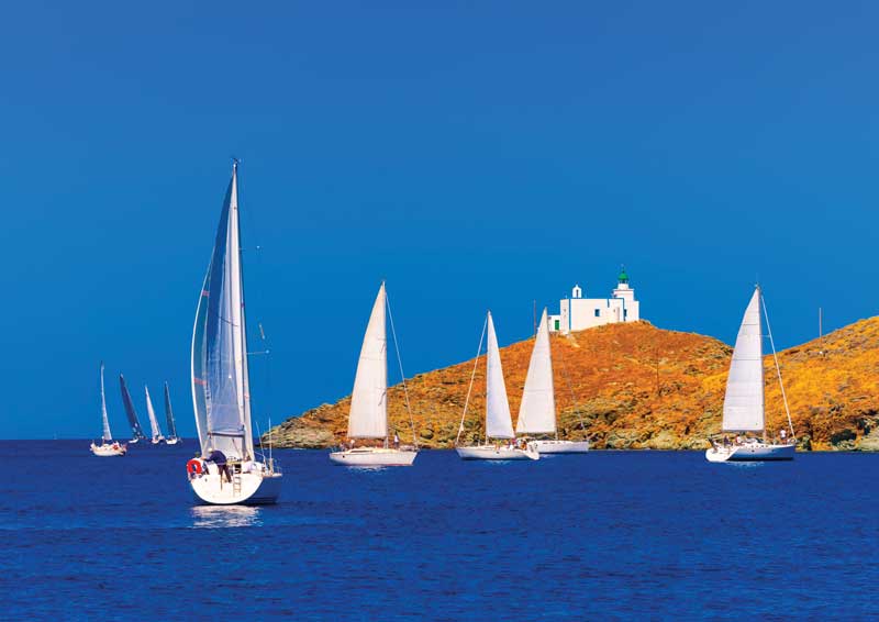 Sailboats in the coasts of Kea.