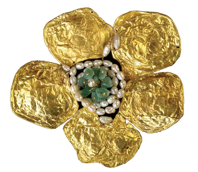 Flower of Baudlaire 10 x 8 gold 24k semi-precious stones.