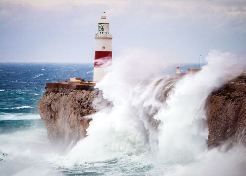The Europa Point Lighthouse remains active, and at night, its light is visible at a distance of 30 miles.
