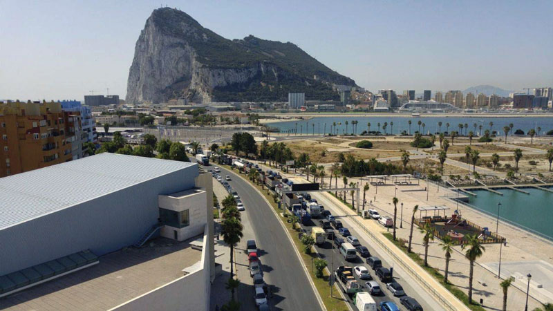 La Verja is the border that separates Gibraltar and Spain; thousands of people travel through it every day
