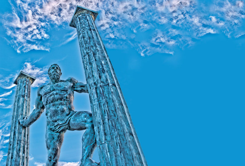 Piece by Ceutan artist Ginés Serrán Pagán that represents the myth of the Pillars of Hercules