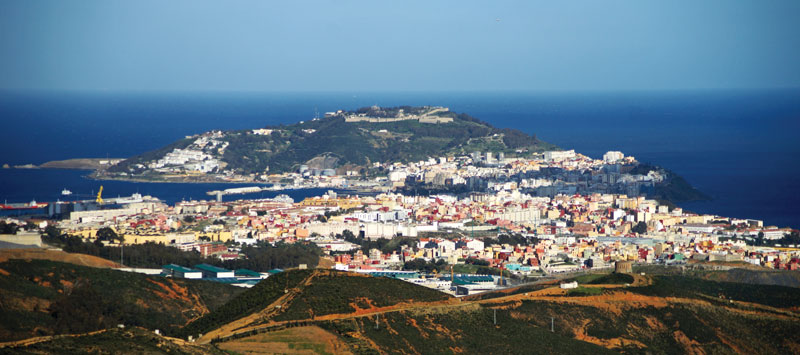 The African coast of Ceuta, Spanish territory in Morocco