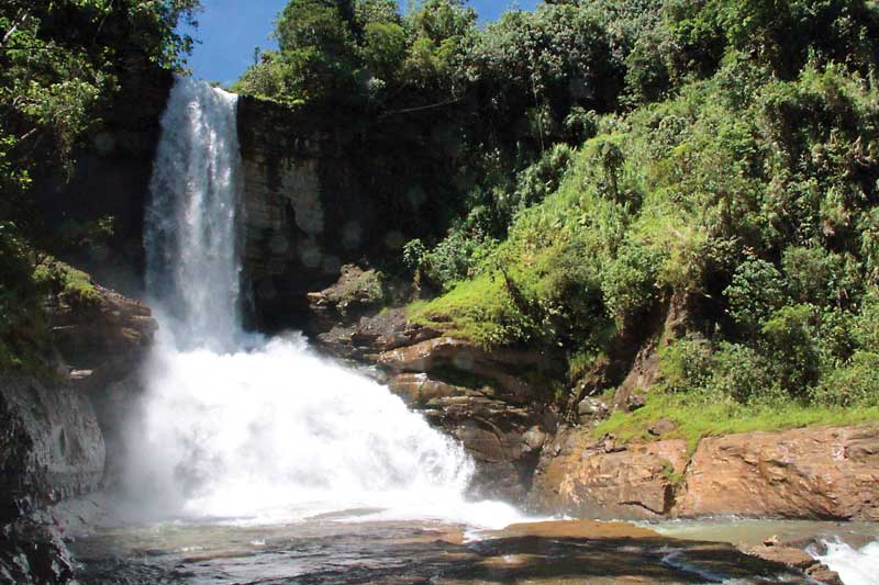 Se puede navegar por el Río Navua hasta encontrar una hermosa cascada. 