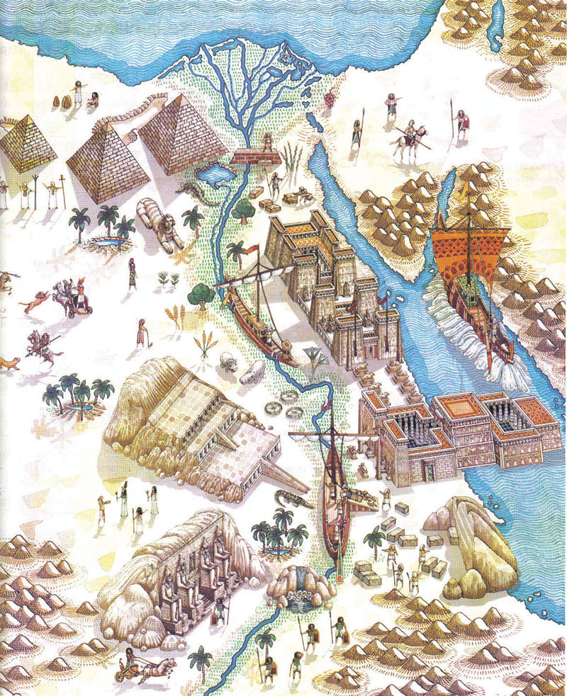 Amura,Antiguo mapa de la navegación en el Río Nilo