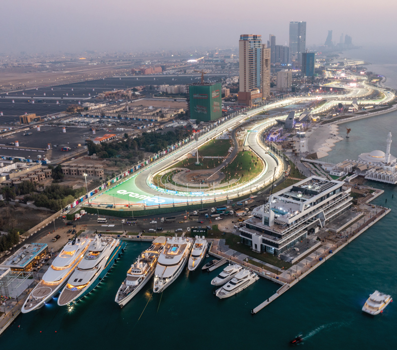 Amura,Amura World,Amura Yachts,Catar,Qatar,Doha,Marinas & Fórmula 1, The Formula 1 Grand Prix of Saudi Arabia takes place next to The Jeddah Yacht Club Marina.