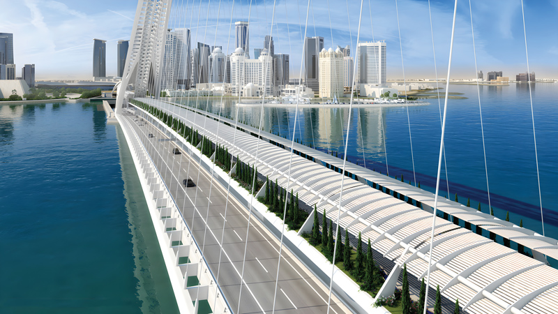 Amura,Amura World,Amura Yachts,Catar,Qatar,Doha,Los 8 estadios para el Mundial, Each of the three bridges will be an individual sculptural piece with a distinctive character. West Bay Bridge will feature landscaped areas.