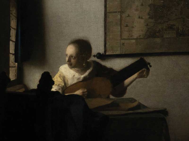 Amura,AmuraWorld,AmuraYachts,Vermeer, El maestro de la luz, Mujer tocando un laúd cerca de una ventana.